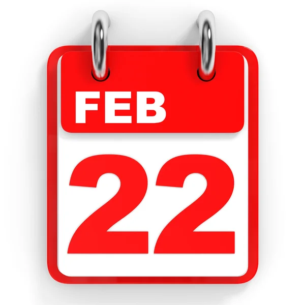 Kalender på vit bakgrund. 22 februari. — Stockfoto