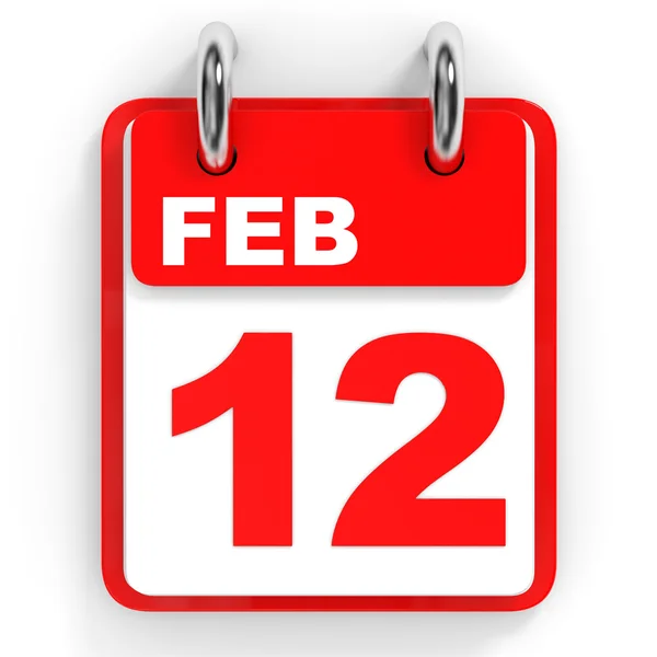 白色背景上的日历。2 月 12 日. — 图库照片