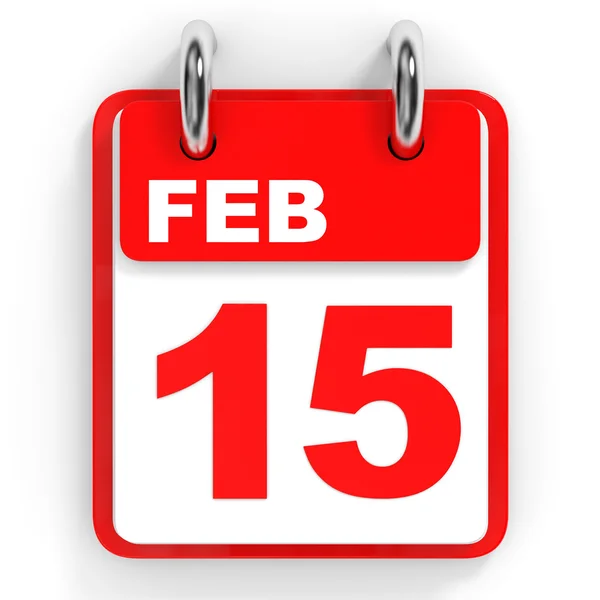 Calendario sobre fondo blanco. 15 de febrero . — Foto de Stock