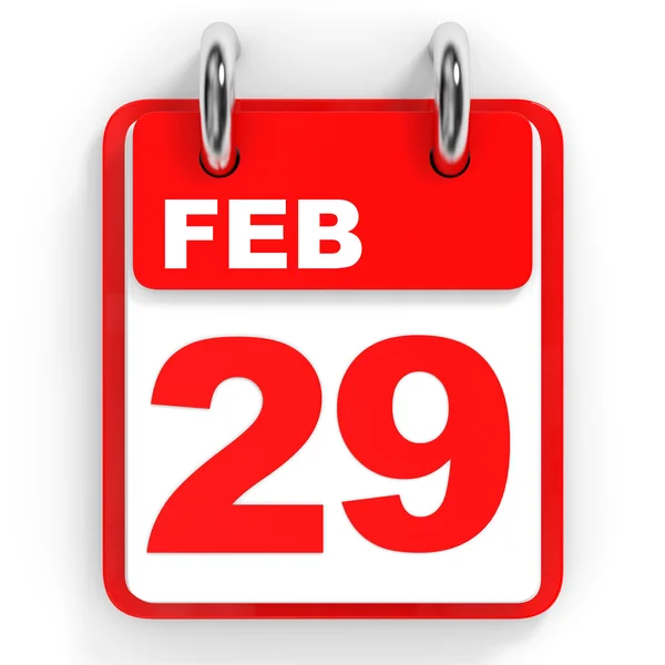 Calendar on white background. 29 February. — Stock Photo, Image