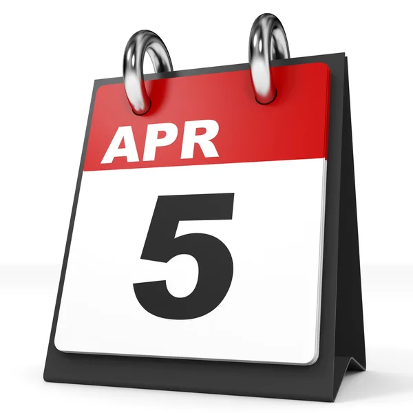 Kalender auf weißem Hintergrund. 5. April. — Stockfoto