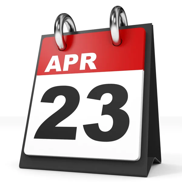 Kalender auf weißem Hintergrund. 23. April. — Stockfoto