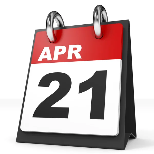 Kalender på vit bakgrund. 21 april. — Stockfoto