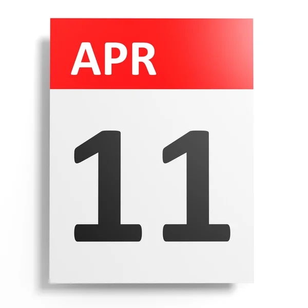 Calendario su sfondo bianco. 11 aprile . — Foto Stock