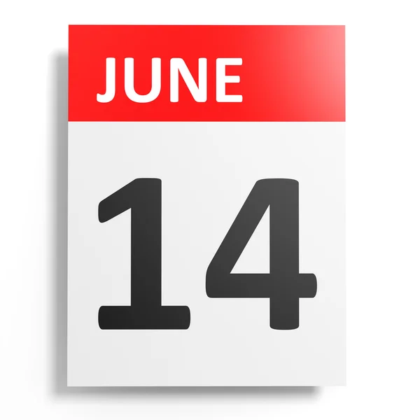 Calendar on white background. 14 June. — Stock Photo, Image