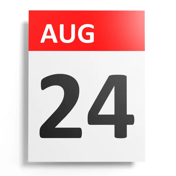 Kalendarz na białym tle. 24 sierpnia. — Zdjęcie stockowe