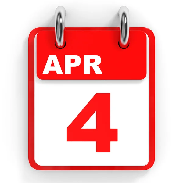 Calendar on white background. 4 April. — Stock Photo, Image