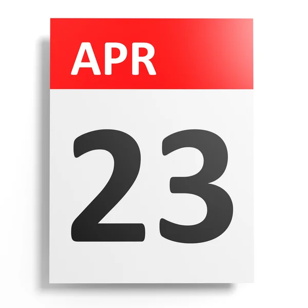 Calendario su sfondo bianco. 23 aprile . — Foto Stock