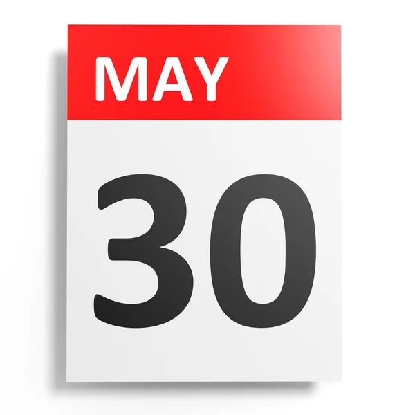 Calendario sobre fondo blanco. 30 de mayo . —  Fotos de Stock