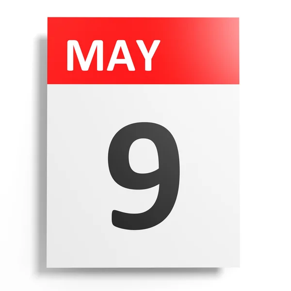 Calendar on white background. 9 May. — Stock Photo, Image