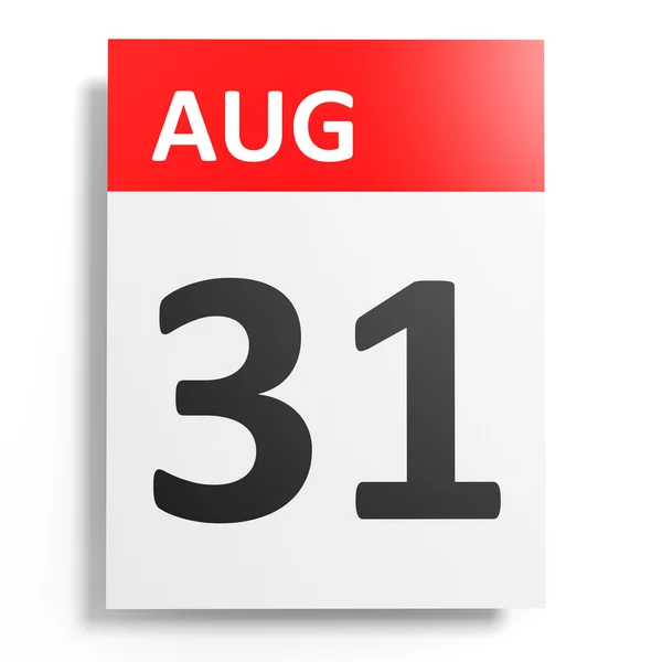 Calendario sobre fondo blanco. 31 de agosto . — Foto de Stock