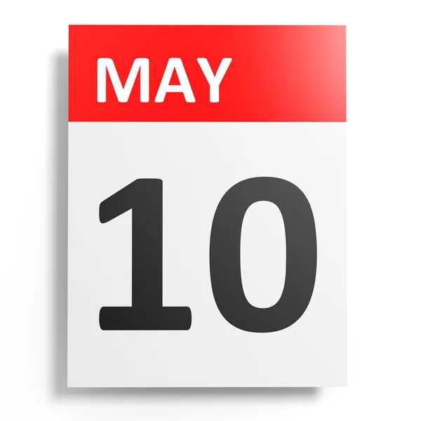 Calendario sobre fondo blanco. 10 de mayo . —  Fotos de Stock