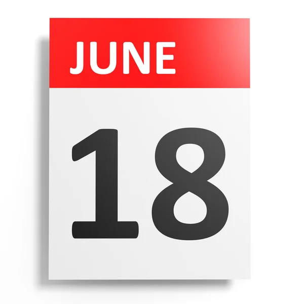 Календарь на белом фоне 18 июня . — стоковое фото