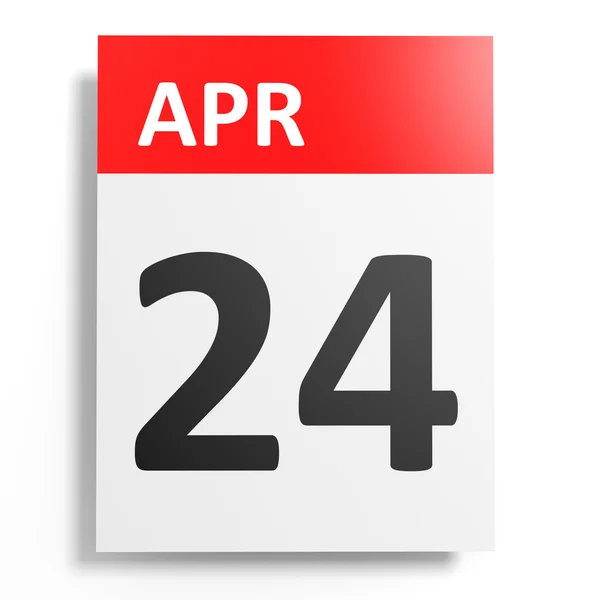 Calendar on white background. 24 April. — Stock Photo, Image