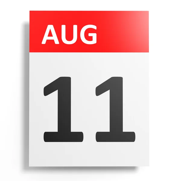 Calendário sobre fundo branco. 11 de Agosto . — Fotografia de Stock