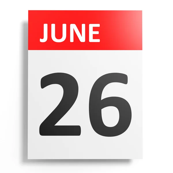 Calendar on white background. 26 June. — Stock Photo, Image