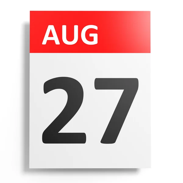 Calendario sobre fondo blanco. 27 de agosto . — Foto de Stock