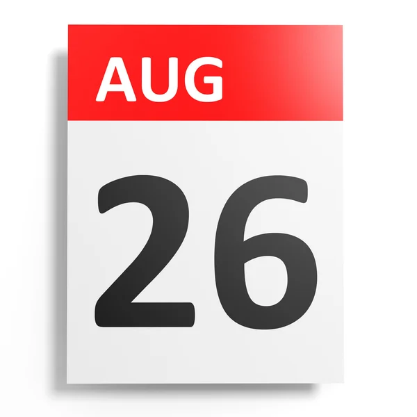 白色背景上的日历。8 月 26 日. — 图库照片
