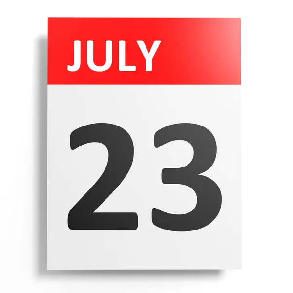 Kalender på vit bakgrund. 23 juli. — Stockfoto