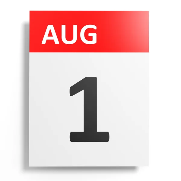 Календар на білому тлі. 1 серпня . — стокове фото