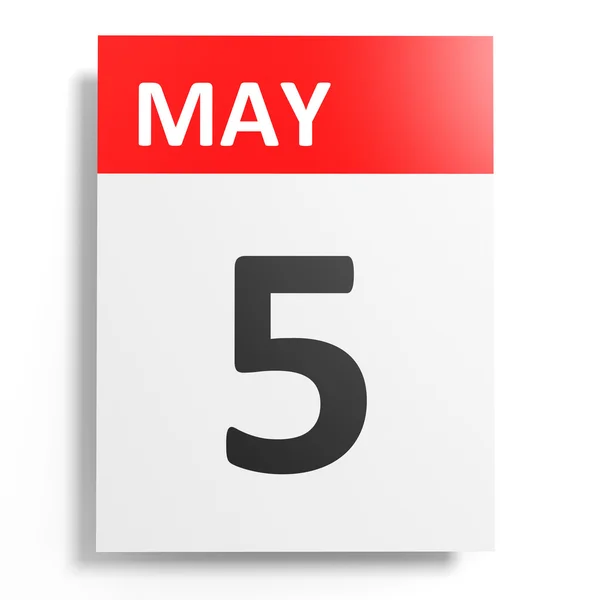 Calendar on white background. 5 May. — Stock Photo, Image