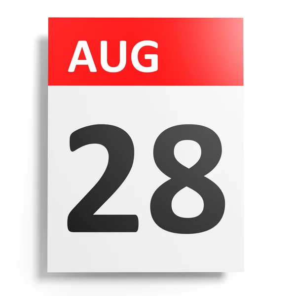 Kalender auf weißem Hintergrund. 28. August. — Stockfoto