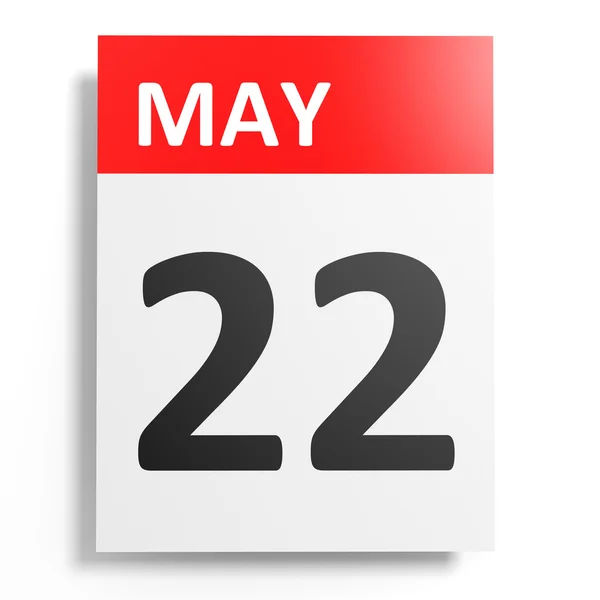 Календарь на белом фоне 22 мая . — стоковое фото