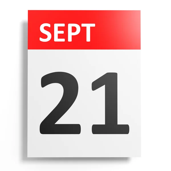 Calendario sobre fondo blanco. 21 de septiembre . — Foto de Stock