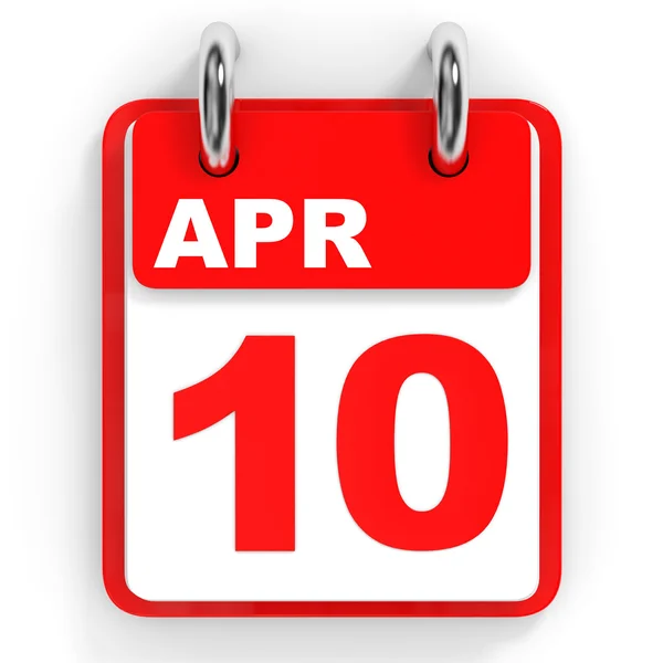 Календарь на белом фоне 10 апреля . — стоковое фото