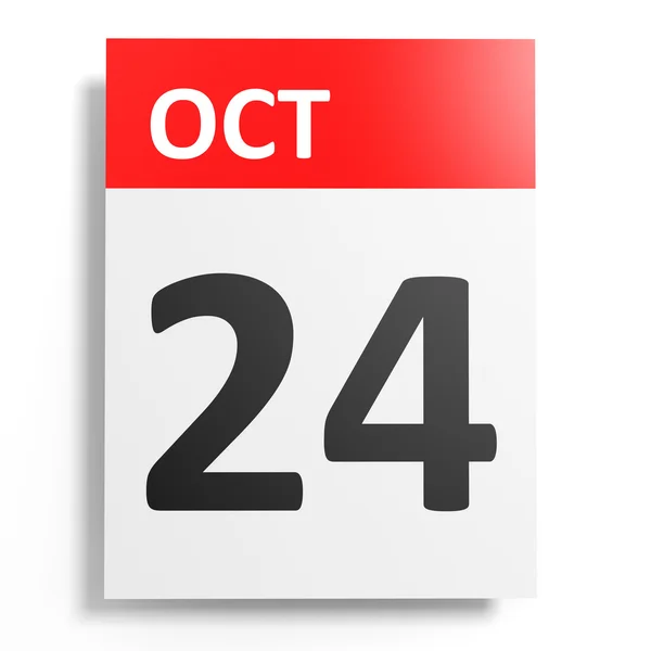 Calendario su sfondo bianco. 24 ottobre . — Foto Stock