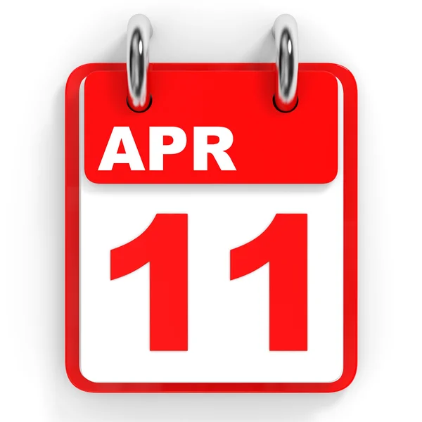 Календарь на белом фоне 11 апреля . — стоковое фото