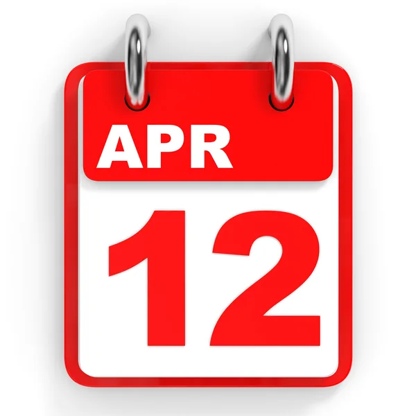 Calendar on white background. 12 April. — Stock Photo, Image