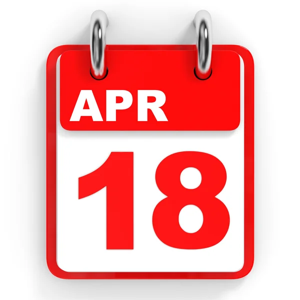 Calendar on white background. 18 April. — Stock Photo, Image