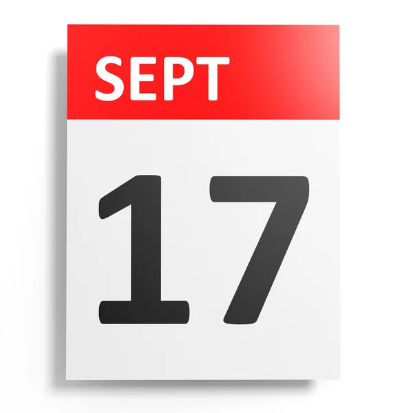 Calendario sobre fondo blanco. 17 de septiembre . — Foto de Stock