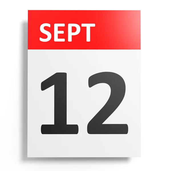 Calendario su sfondo bianco. 12 settembre . — Foto Stock