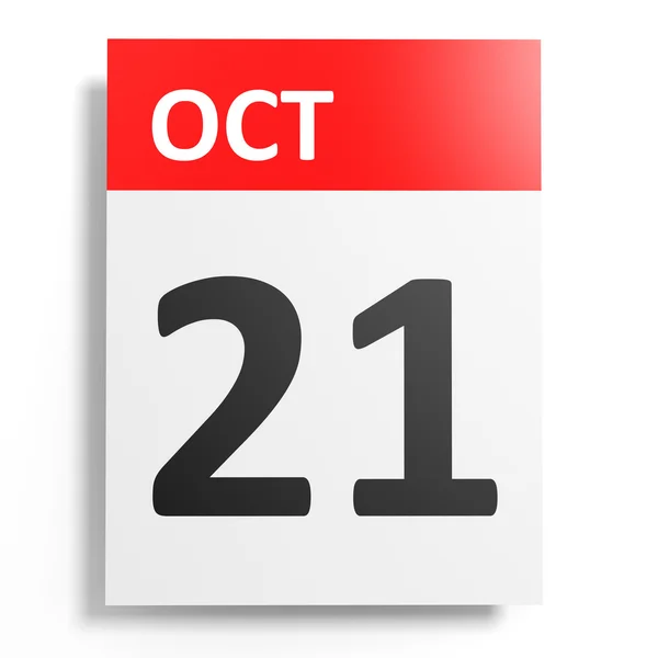 Calendario su sfondo bianco. 21 ottobre . — Foto Stock