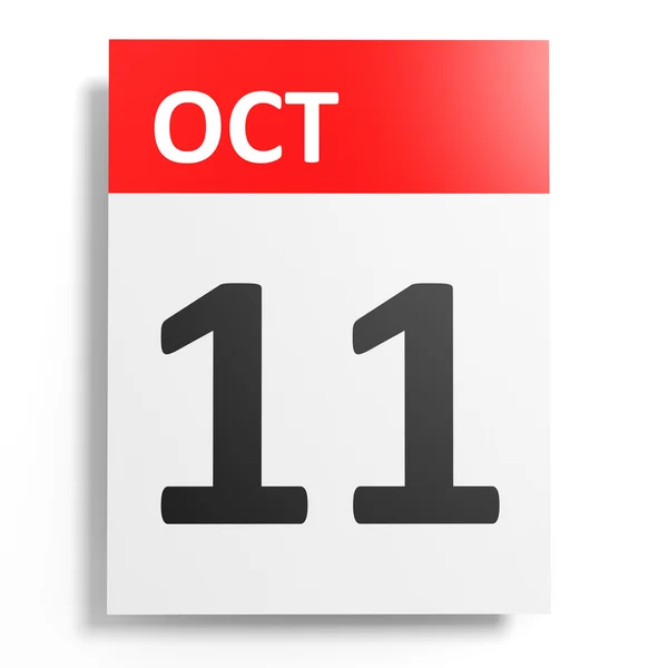 Calendario sobre fondo blanco. 11 de octubre . —  Fotos de Stock