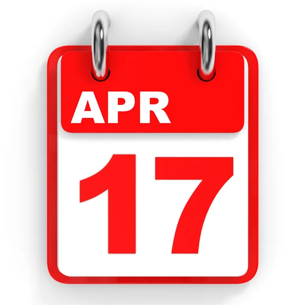 Calendar on white background. 17 April. — Stock Photo, Image