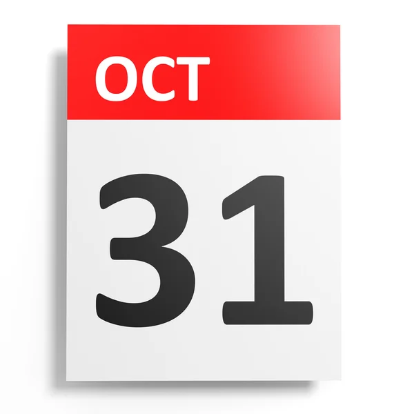 Calendario sobre fondo blanco. 31 de octubre . — Foto de Stock