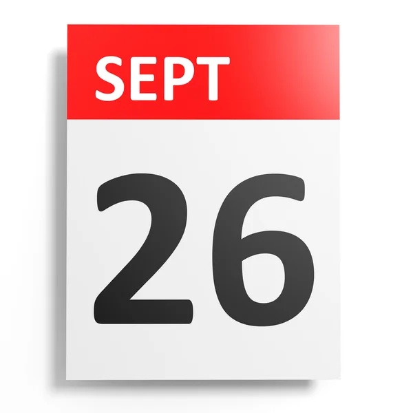 Calendário sobre fundo branco. 26 de Setembro . — Fotografia de Stock