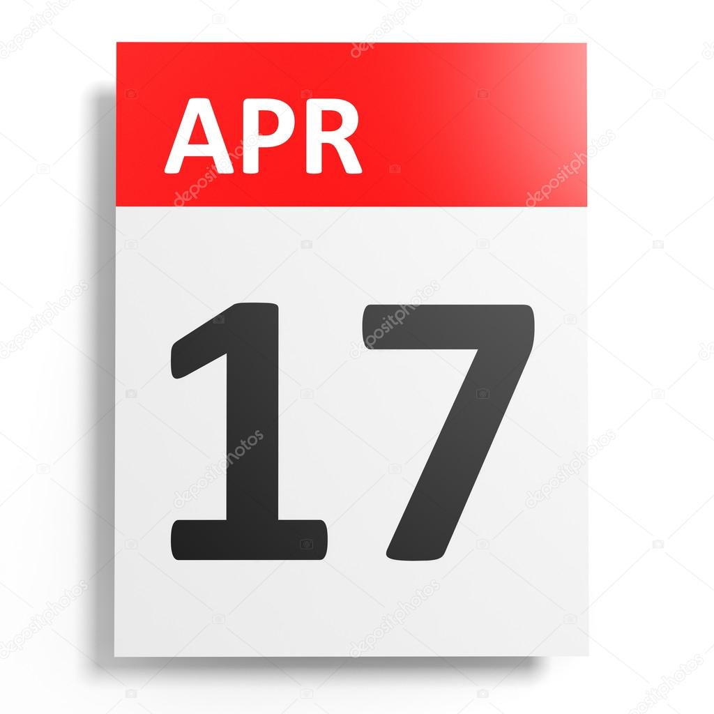 Calendar on white background. 17 April. 