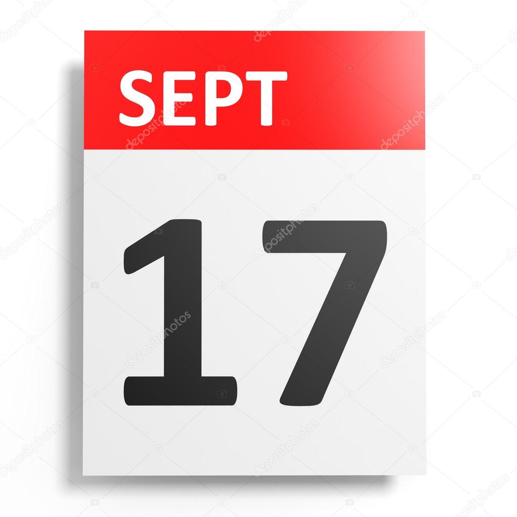 Calendar on white background. 17 September. 