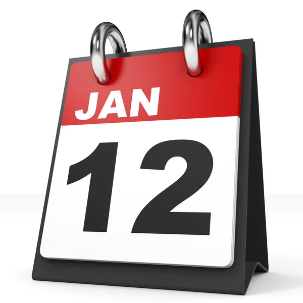 Kalender op witte achtergrond. 12 januari. — Stockfoto