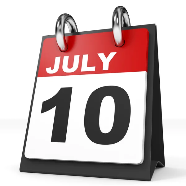 Calendario sobre fondo blanco. 10 de julio . —  Fotos de Stock