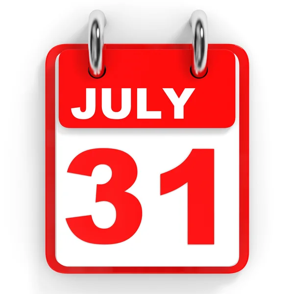 Kalender på vit bakgrund. 31 juli. — Stockfoto