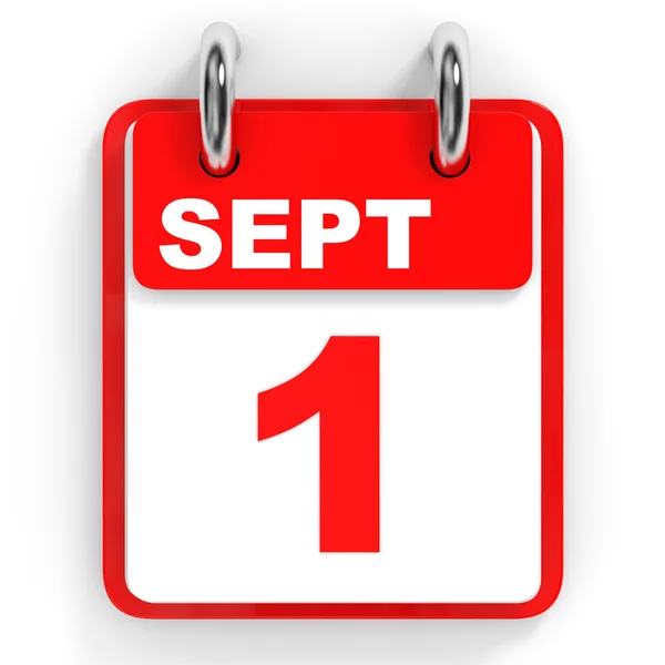 Calendario su sfondo bianco. 1 settembre . — Foto Stock