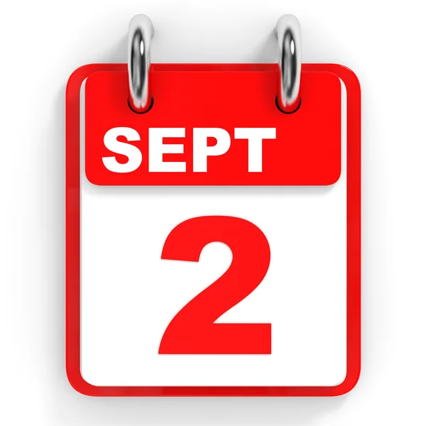 Календарь на белом фоне 2 сентября . — стоковое фото