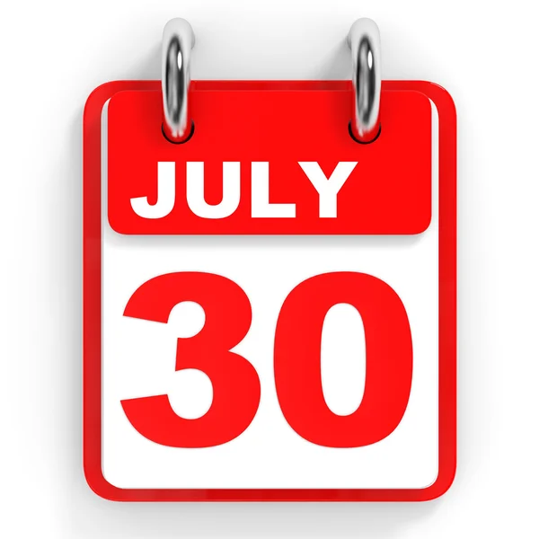 Calendar on white background. 30 July. — Stock Photo, Image