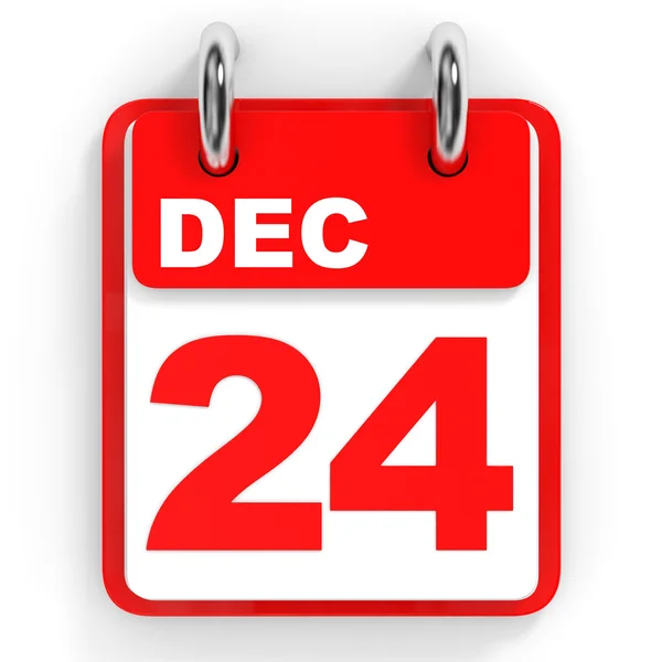 Kalendář na bílém pozadí. 24. prosince. — Stock fotografie