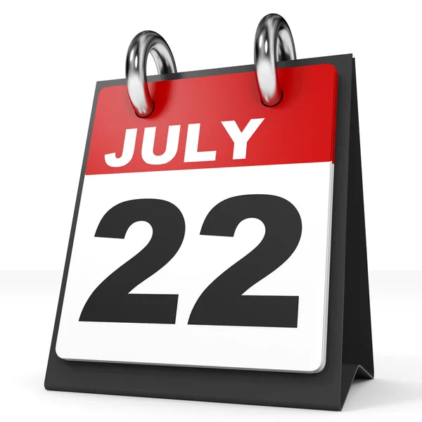 Календарь на белом фоне 22 июля . — стоковое фото